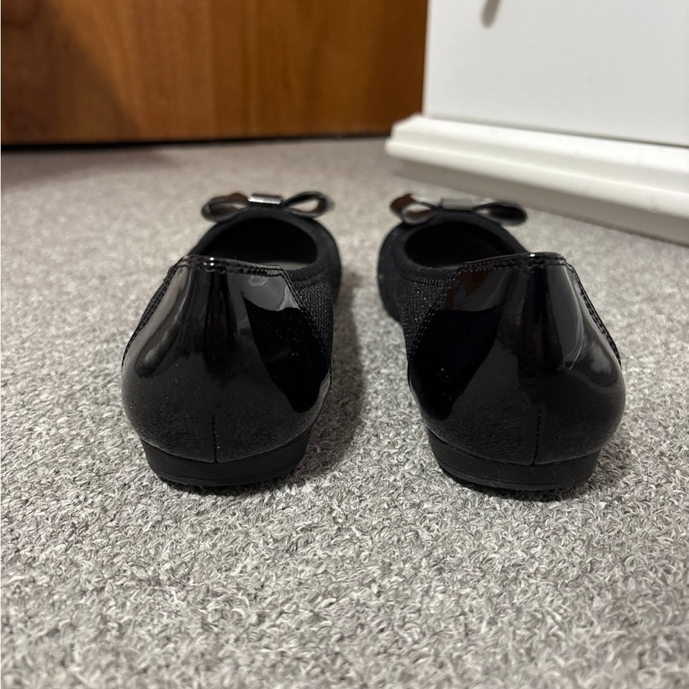 Anne Klein Sport Sparkly Black Flats with Bows - Picture 7 of 12